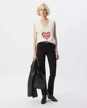 Женская майка без рукавов с V-образным вырезом IKKS, кремовый