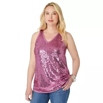 Женская майка больших размеров Roaman, украшенная пайетками Roaman's, цвет Mauve Orchid