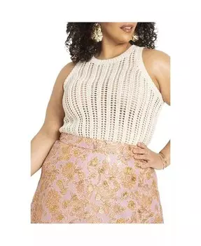 Женская майка большого размера, связанная крючком ELOQUII, желтый