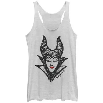 Женская майка-борцовка из трех смесей Disney's Villains Maleficent Head Sketch Licensed Character, цвет White Heather