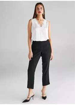 Женская майка цвета экрю с прямым воротником B00065 Faik Snmez, экрю