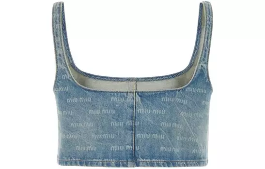 Женская майка цвета сапфирового синего цвета Miu Miu