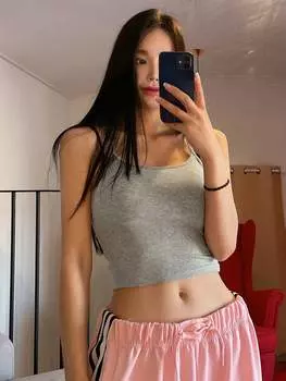 Женская майка DAZY, укороченная, ткань в рубчик, серый