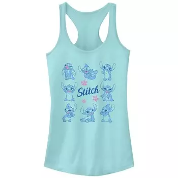 Женская майка Disney's Lilo & Stitch Expressions Flowers Raceback Licensed Character, цвет Cancun