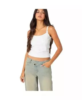 Женская майка Emilia в рубчик с бантом Edikted, белый