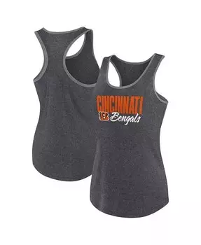 Женская майка Heather Charcoal Cincinnati Bengals Fuel Racerback Fanatics, черный