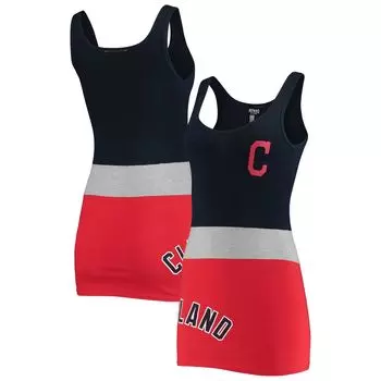 Женская майка из экологически чистого материала Tri-Blend Cleveland Indians темно-синего цвета с пережаренной одеждой