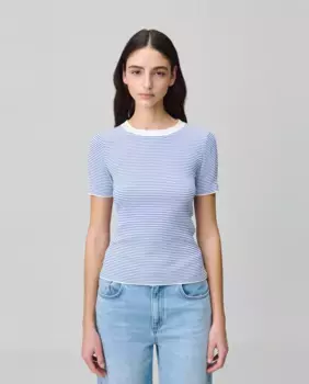 Женская майка из тонкого трикотажа в матросском стиле Claudie Pierlot, голубой