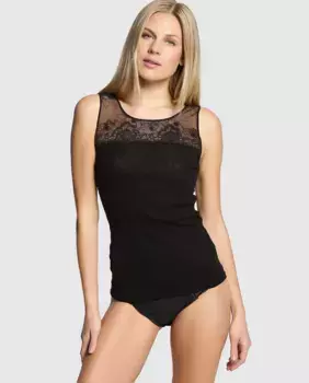 Женская майка Janira с тюлем и кружевом, черный