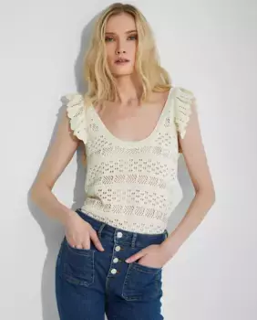 Женская майка крючком с оборками Nalle, цвет Natural