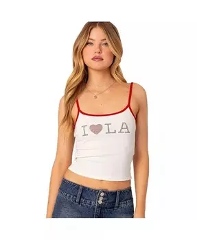 Женская майка LA Lover со стразами Edikted, белый