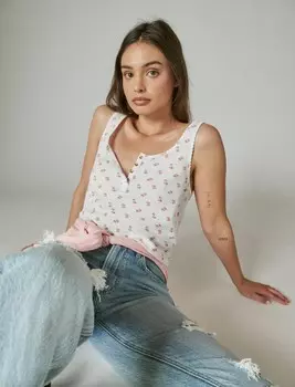 Женская майка Lucky Brand для мальчика вафельного цвета, мультиколор