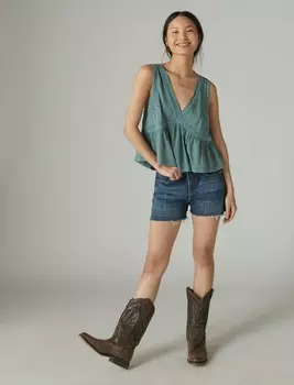 Женская майка Lucky Brand с кружевной отделкой и геометрическим рисунком, цвет Medium Light Green