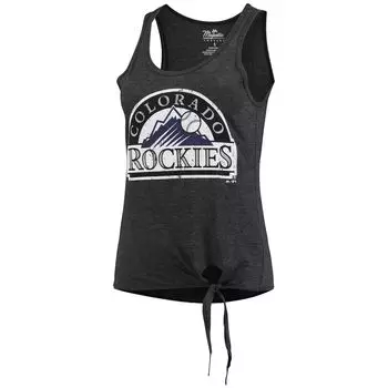 Женская майка Majestic Threads черного цвета Colorado Rockies с круглым вырезом-борцовкой и завязками по бокам, три-смесовая майка Majestic