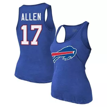 Женская майка Majestic Threads Josh Allen Royal Buffalo Bills с именем и номером из три-смеси, цвет Bil Blue
