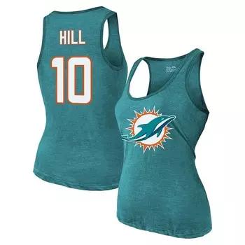 Женская майка Majestic Threads Tyreek Hill Aqua Miami Dolphins с названием и номером из три-смеси, цвет Dol Turq A