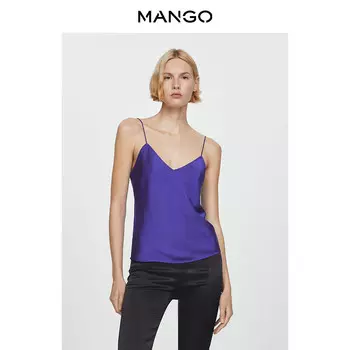 Женская майка Mango на бретельках, темно-синий