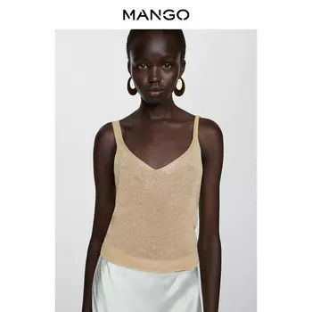 Женская майка Mango на тонких бретельках, бежевый
