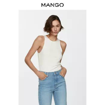 Женская майка Mango тонкая облегающая, белый