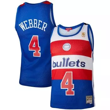 Женская майка Mitchell & Ness Chris Webber Blue Washington Bullets Hardwood Classics 1996 Swingman