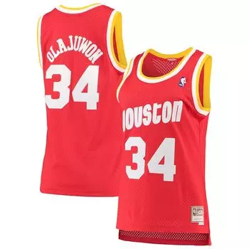 Женская майка Mitchell & Ness Hakeem Olajuwon Red Houston Rockets 1993-94 Hardwood Classics Swingman