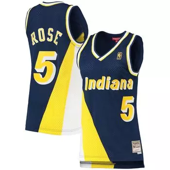 Женская майка Mitchell & Ness Jalen Rose Navy Indiana Pacers 1996-97 гг. из твердой древесины Classics Swingman