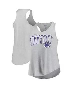 Женская майка на бретельках с овальным вырезом и овальным вырезом и логотипом Penn State Heather Grey Nittany Lions Arch Profile, серый