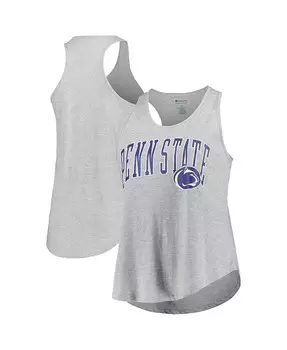 Женская майка на бретельках с овальным вырезом и овальным вырезом и логотипом Penn State Heather Grey Nittany Lions Arch Profile, серый