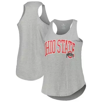 Женская майка на бретельках с овальным вырезом и круглым вырезом, логотипом Buckeyes Arch, Хизер Грей, штат Огайо Profile, цвет Osu Grey