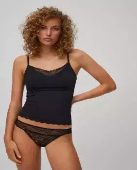 Женская майка на бретелях с кружевной отделкой Ysabel Mora, черный