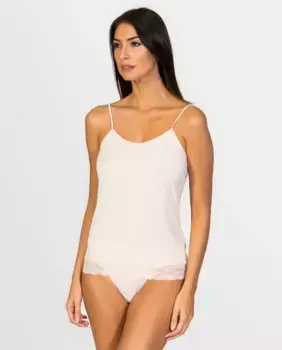 Женская майка на бретелях с кружевным низом из экологически чистой ткани ZD, цвет Crudo