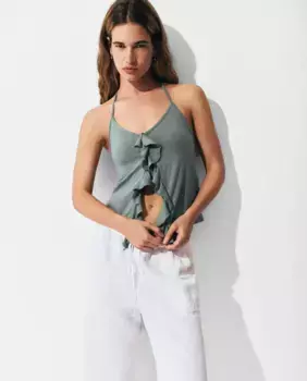 Женская майка на бретелях с рюшами Brownie, синий