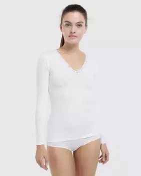 Женская майка Original Sin с длинными рукавами и кружевом Pecado Original, белый