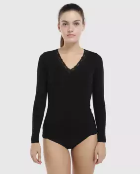 Женская майка Original Sin с длинными рукавами и кружевом Pecado Original, черный