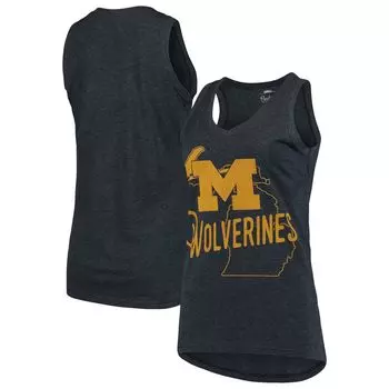 Женская майка Pressbox Navy Michigan Wolverines Ferris Melange с v-образным вырезом