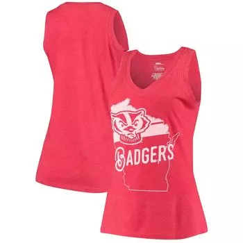 Женская майка Pressbox Red Wisconsin Badgers Ferris Melange с v-образным вырезом