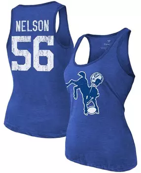 Женская майка Quenton Nelson Heathered Royal Indianapolis Colts с именем и номером из трехцветной смеси Fanatics