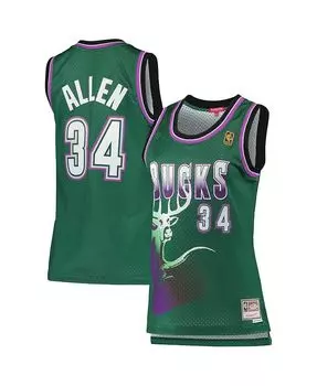Женская майка Рэй Аллен Грин Милуоки Бакс 1996-97 гг. Hardwood Classics Swingman Mitchell & Ness, зеленый
