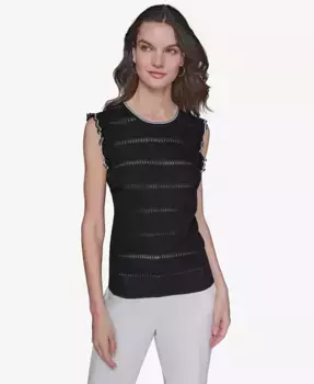Женская майка с ажурной вязкой без рукавов KARL LAGERFELD PARIS, черный