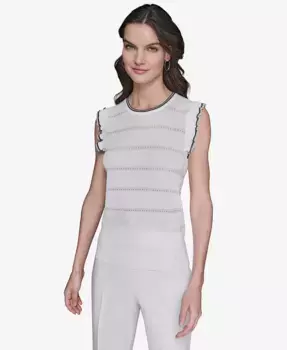 Женская майка с ажурной вязкой без рукавов KARL LAGERFELD PARIS, белый
