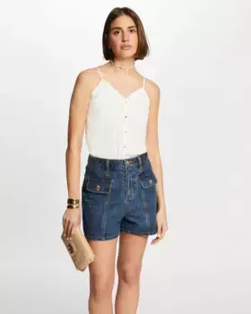 Женская майка с декоративными пуговицами Morgan, цвет Crudo