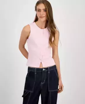 Женская майка с имитацией застежки на пуговицах Juniors Madden Girl, розовый