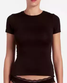 Женская майка с короткими рукавами из однотонной ткани Promise, чёрный