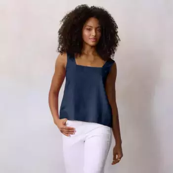 Женская майка с квадратным вырезом и пуговицами на спине Lc Lauren Conrad, цвет seattle navy