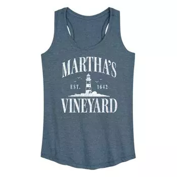 Женская майка с принтом Martha's Vineyard est 1642 Licensed Character, синий
