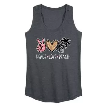 Женская майка с принтом «Peace Love Beach» Licensed Character, серый