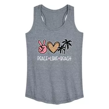Женская майка с принтом «Peace Love Beach» Licensed Character, серый