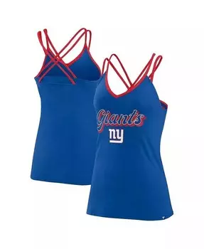 Женская майка с ремешками и перекрещенной спиной Royal New York Giants Go For It Fanatics, синий