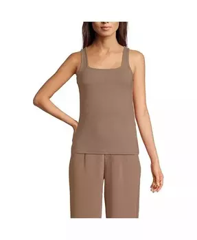 Женская майка с широким ребром Lands' End, коричневый