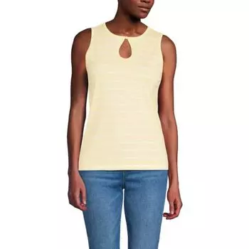 Женская майка с вырезом Supima Lands' End, цвет yellow ivory stripe